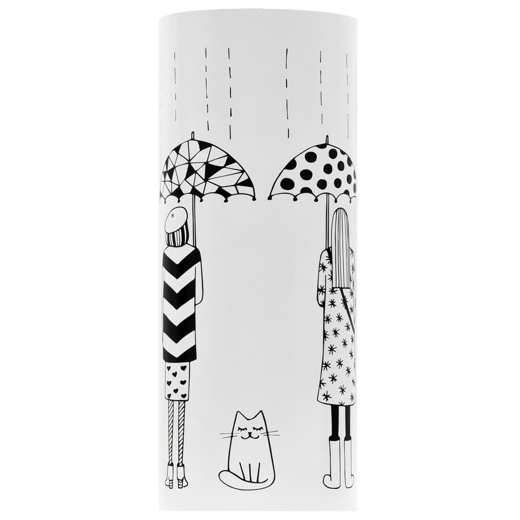 umbrella stand with images of women, white steel