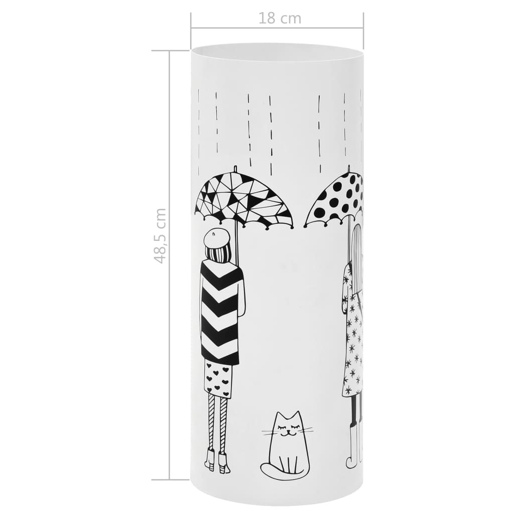 umbrella stand with images of women, white steel