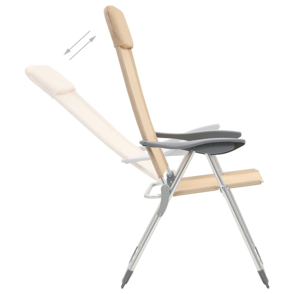 кемпинговые стулья, 2 шт., кремового цвета, алюминий, складные