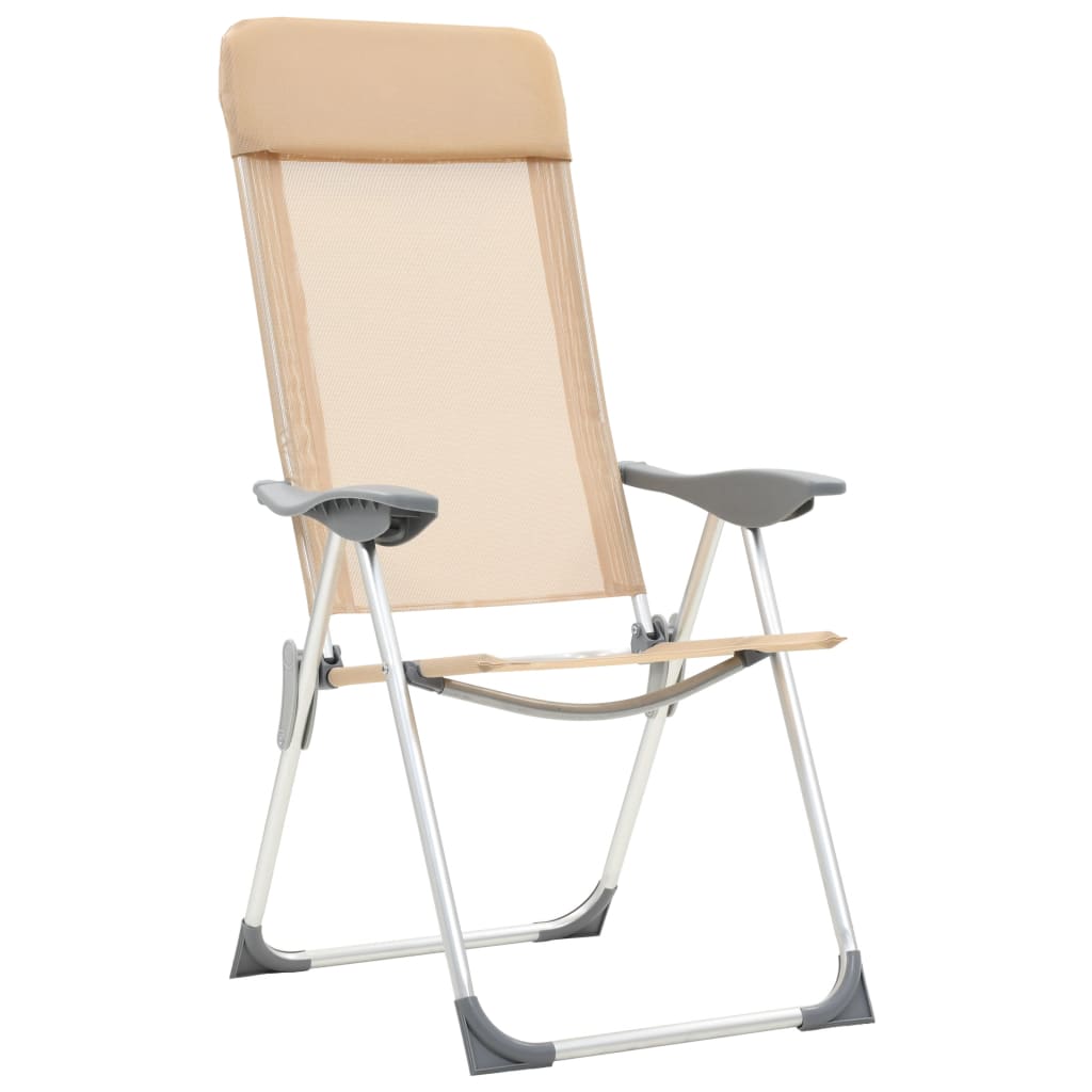 camping chairs, 2 pcs., cream color, aluminum, foldable