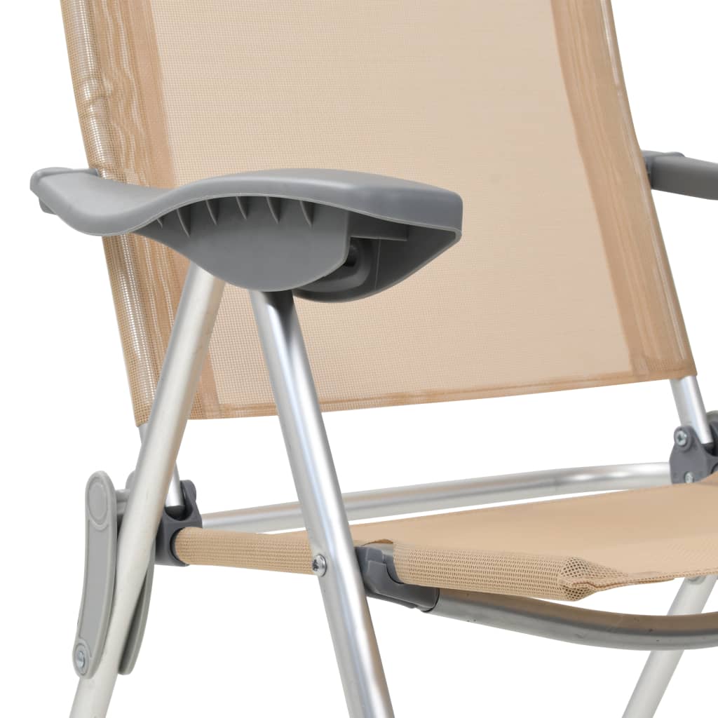 camping chairs, 2 pcs., cream color, aluminum, foldable
