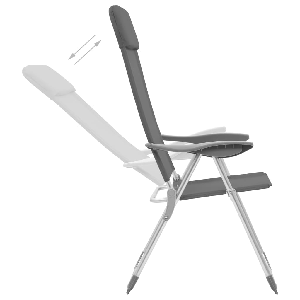 camping chairs, 4 pcs., gray, aluminum, foldable