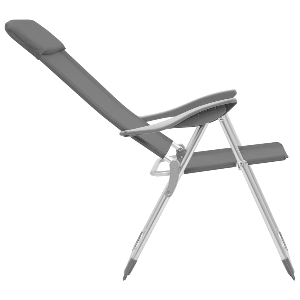 camping chairs, 4 pcs., gray, aluminum, foldable