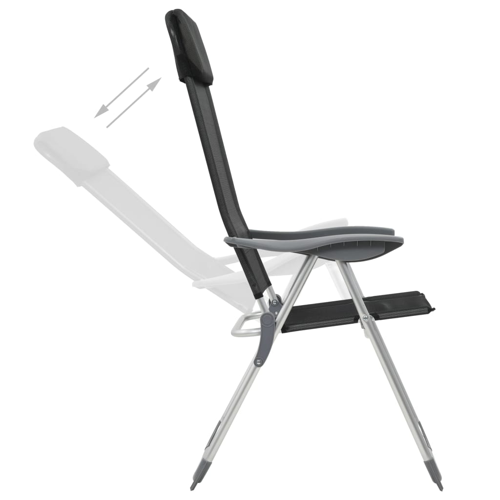 стулья для кемпинга, 4 шт., черные, алюминий, складные