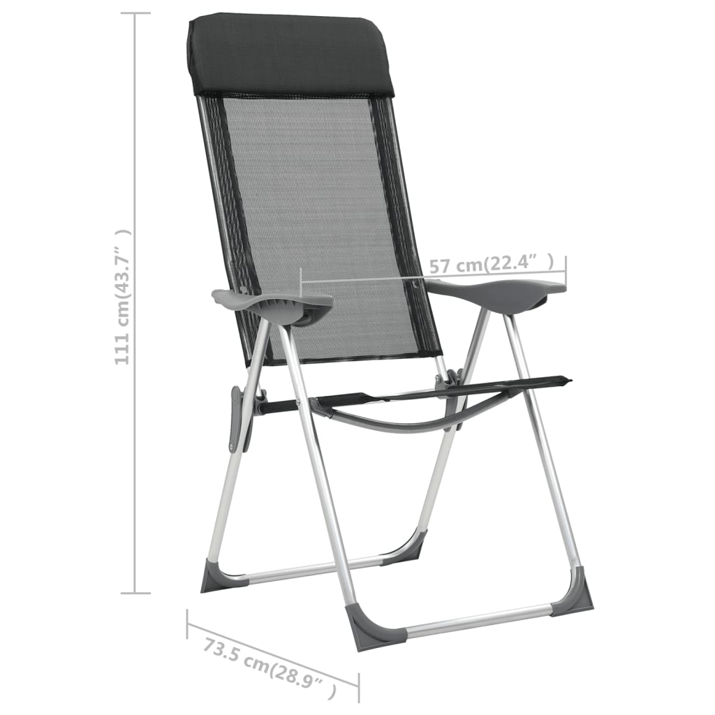 стулья для кемпинга, 4 шт., черные, алюминий, складные