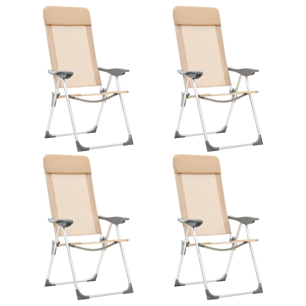 кемпинговые стулья, 4 шт., кремового цвета, алюминий, складные