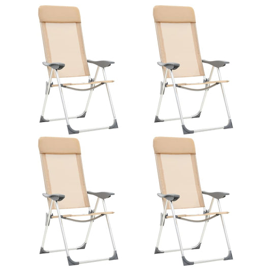 camping chairs, 4 pcs., cream color, aluminum, foldable