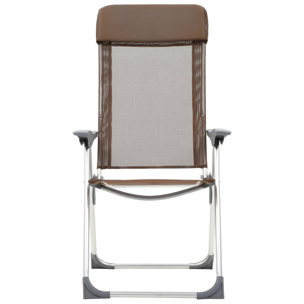 camping chairs, 2 pcs., brown, aluminum, foldable