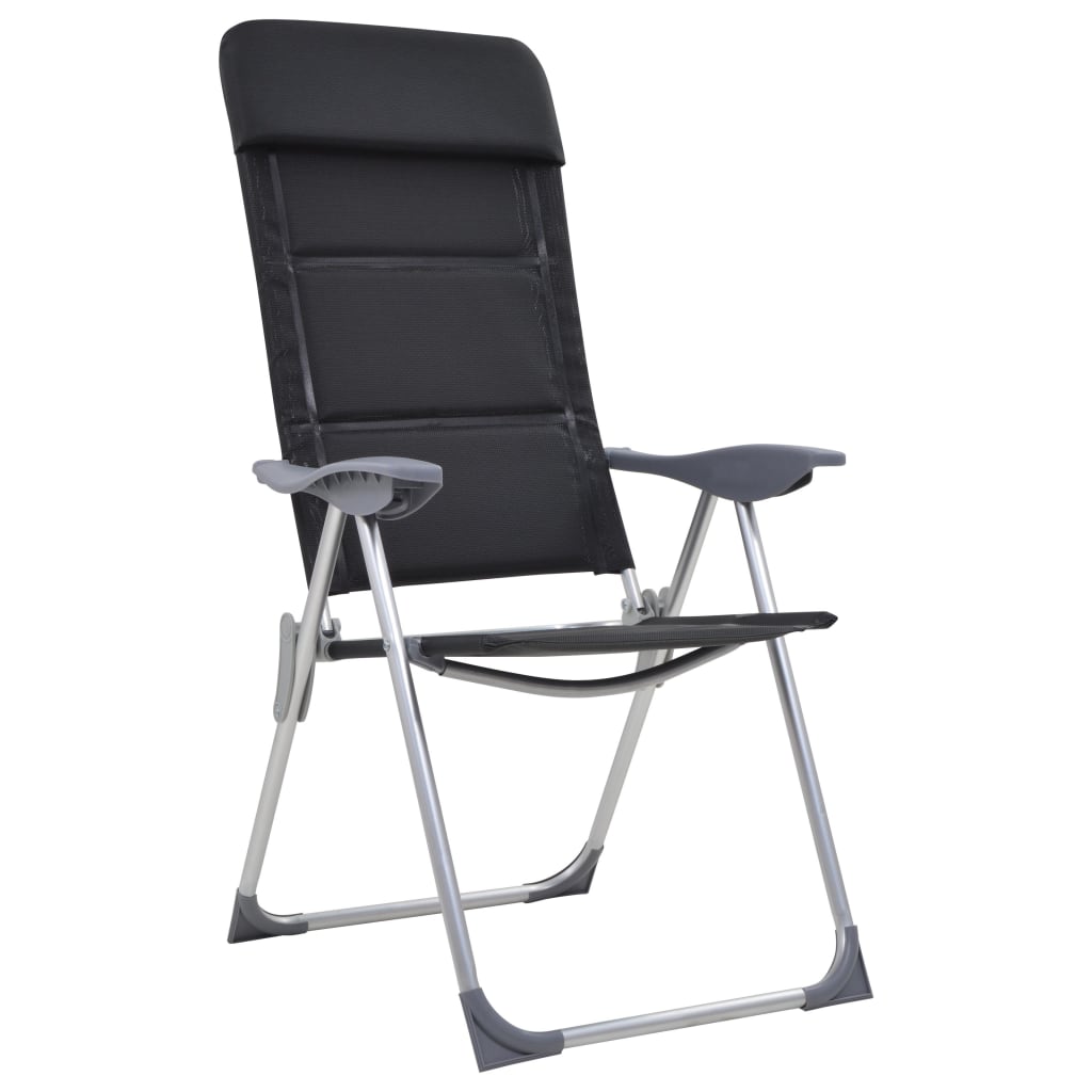 kempinga krēsli, 2 gab., 58x69x111 cm, alumīnijs, melni