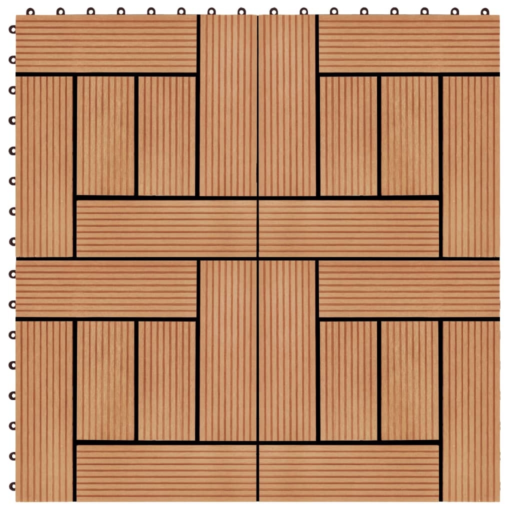 terases flīzes, 11 gab., WPC, 30x30 cm, 1 m2, tīkkoka krāsā