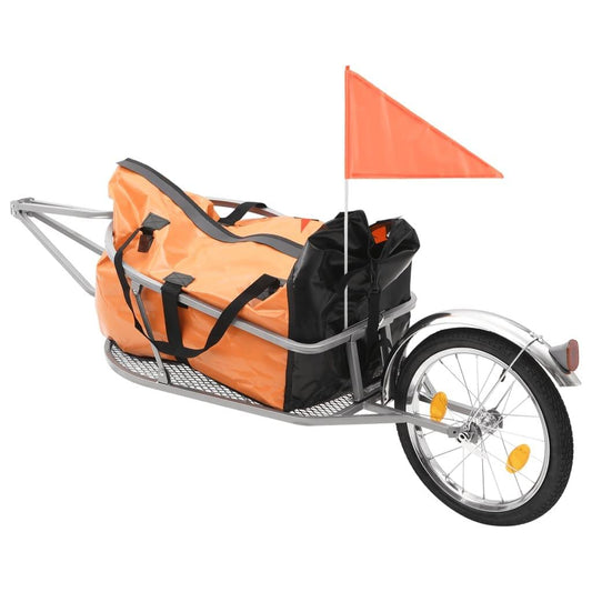 velosipēda bagāžas piekabe ar somu, oranža ar melnu - amshop.lv