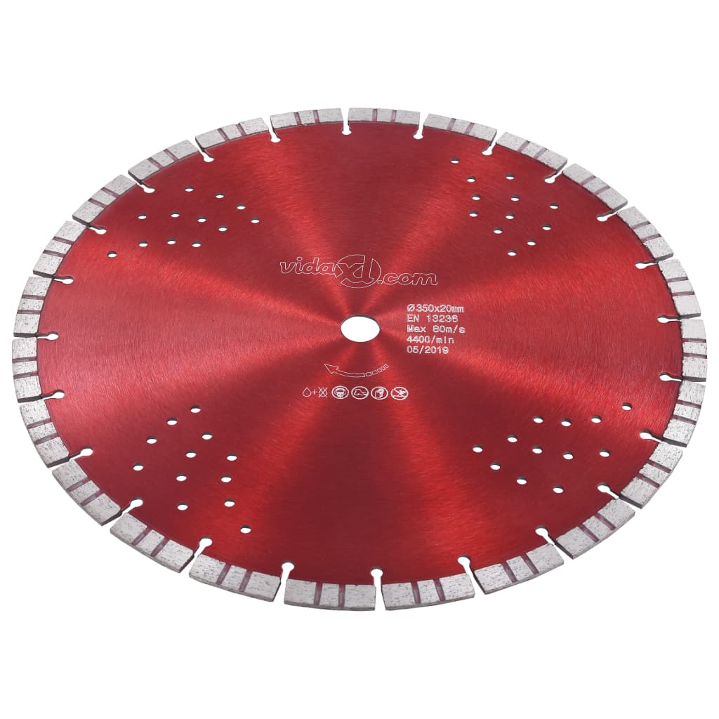 diamond cutting disc, with turbo and holes, steel, 350 mm