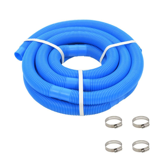 pool hose with clamps, blue, 38 mm, 6 m