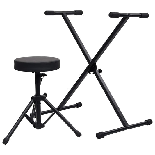 keyboard stand and bench, black