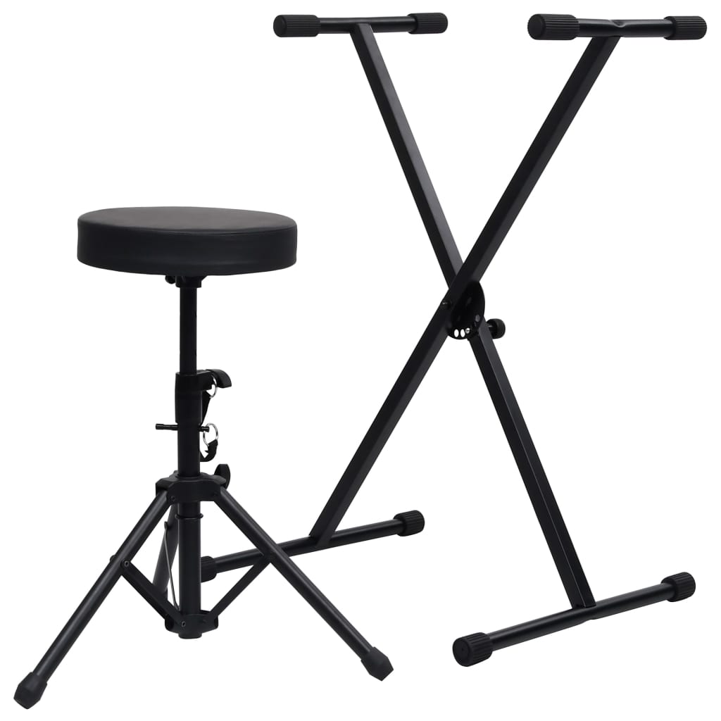 keyboard stand and bench, black