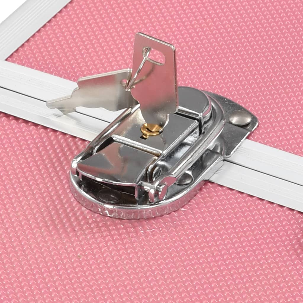 kosmētikas koferis, 37x24x35 cm, alumīnijs, rozā