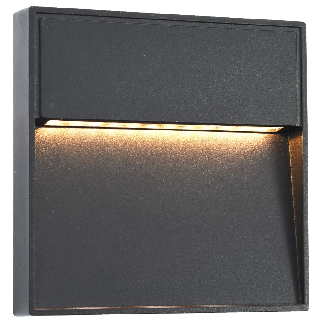 āra sienas LED lampas, 2 gab., 3 W, melnas, kvadrāta forma