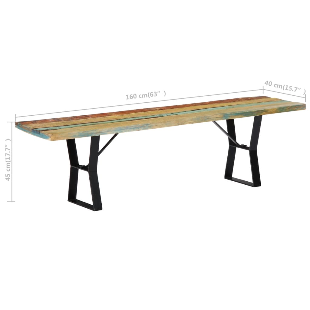 bench, 160 cm, recycled solid wood