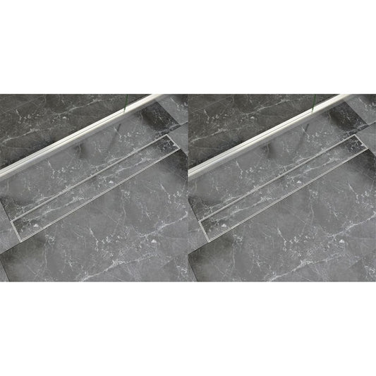 linear shower drains, 2 pcs., 930x140 mm, stainless steel