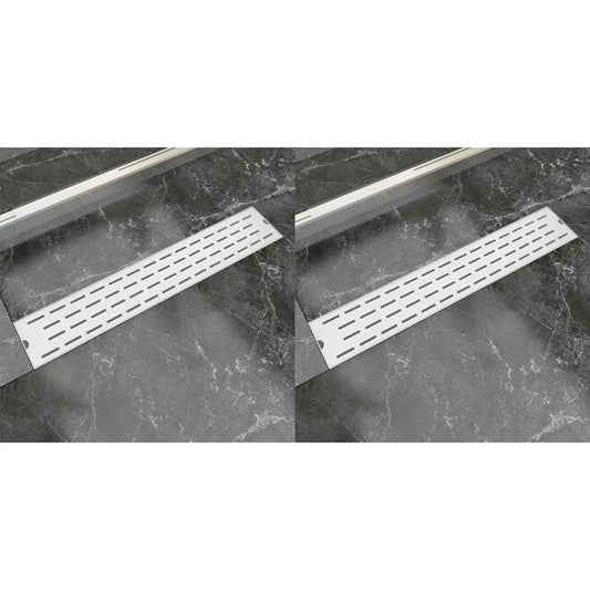 linear shower drains, 2 pcs., 630x140 mm, stainless steel