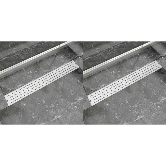 linear shower drains, 2 pcs., 830x140 mm, stainless steel