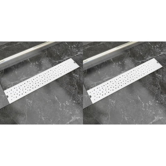 linear shower drains, 630x140 mm, 2 pcs., stainless steel