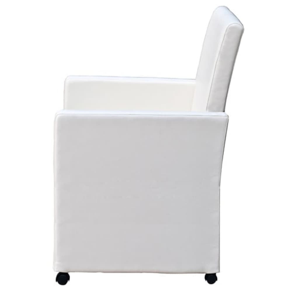 virtuves krēsli, 2 gab., balta mākslīgā āda