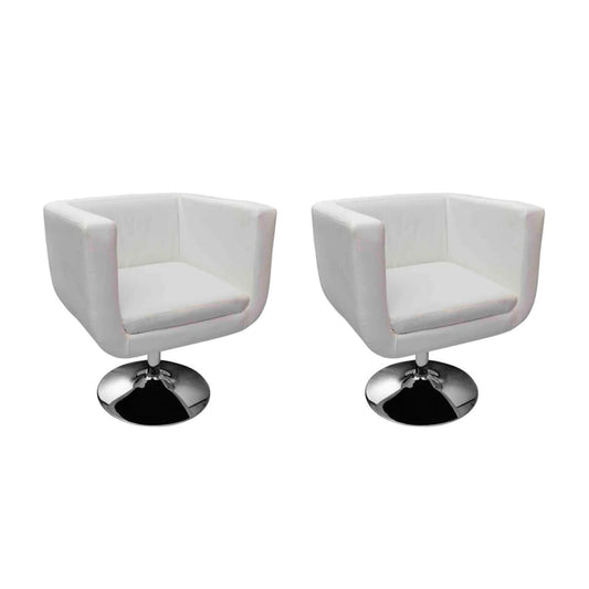 bar stools, 2 pcs., white artificial leather