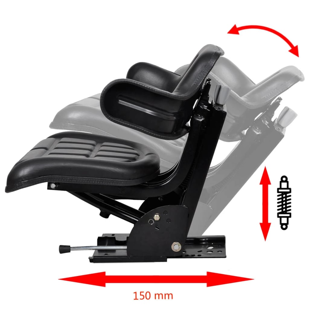 tractor seat with shock absorber, black