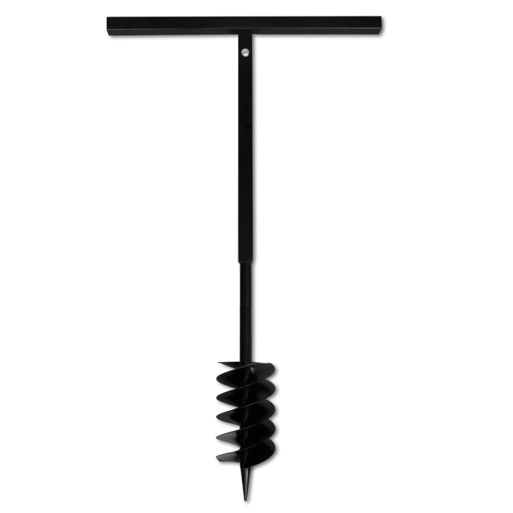 Ground Drill with Handle 120 mm and Double Spirals, Black Steel