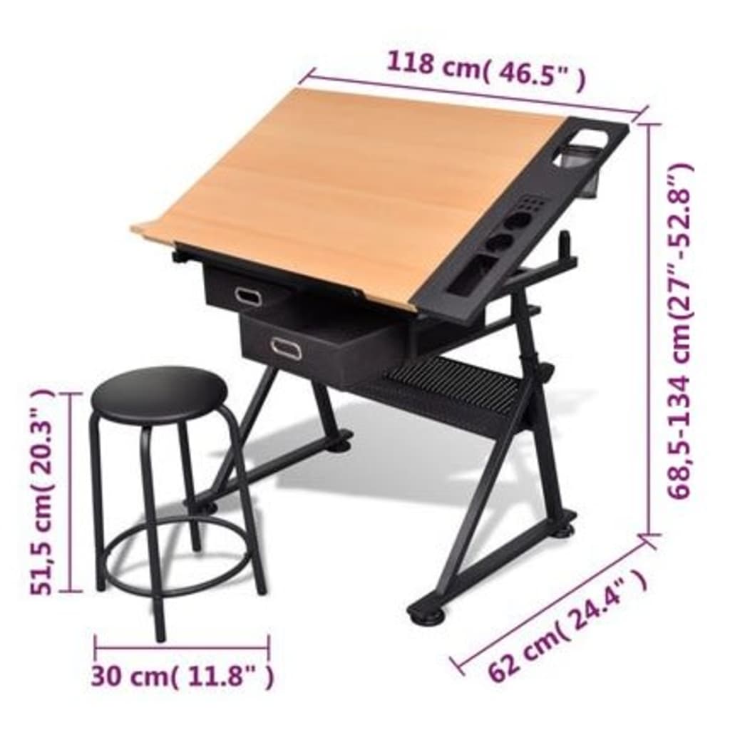 Drawing / Drawing Table with Chair and 2 Drawers