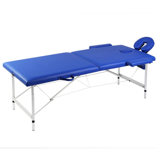 vidaXL massage table, foldable, 2 parts, aluminum frame, blue