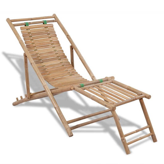 beach chair with footrest, bamboo