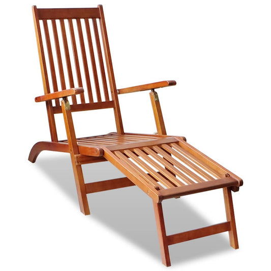 beach chair with footrest, solid acacia wood