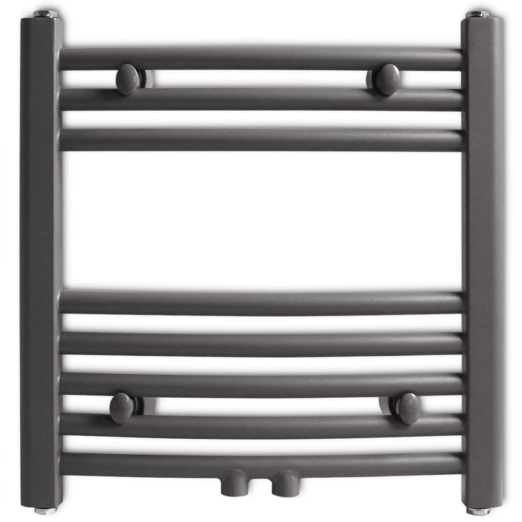 Towel rail for central heating, 480 x 480 mm, grey, curved