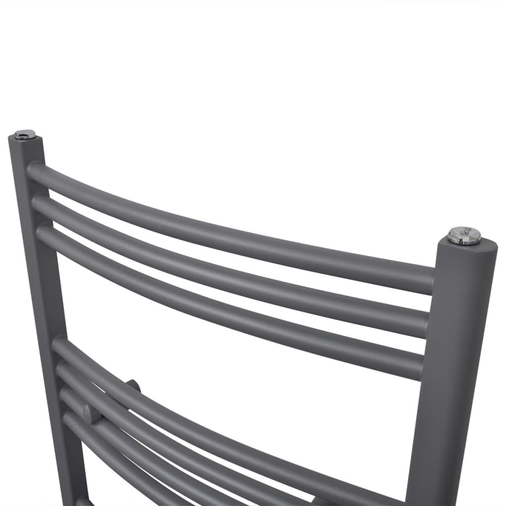 Towel rail for central heating, 480 x 480 mm, grey, curved