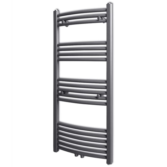 Towel rail for central heating, 500 x 1160 mm, gray, curved