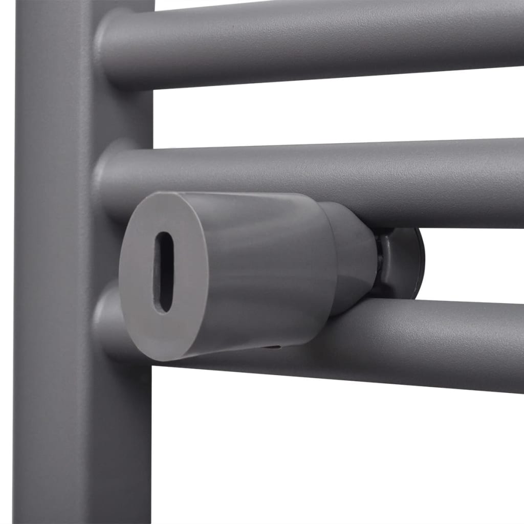 Towel rail for central heating, 500 x 1160 mm, gray, curved