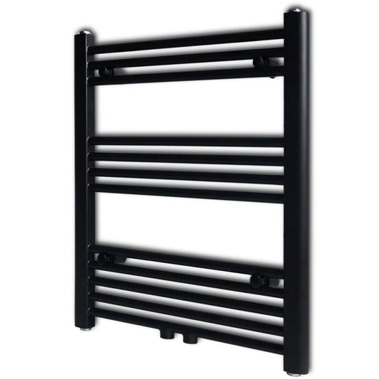 Towel rail for central heating, 600 x 764 mm, black, straight