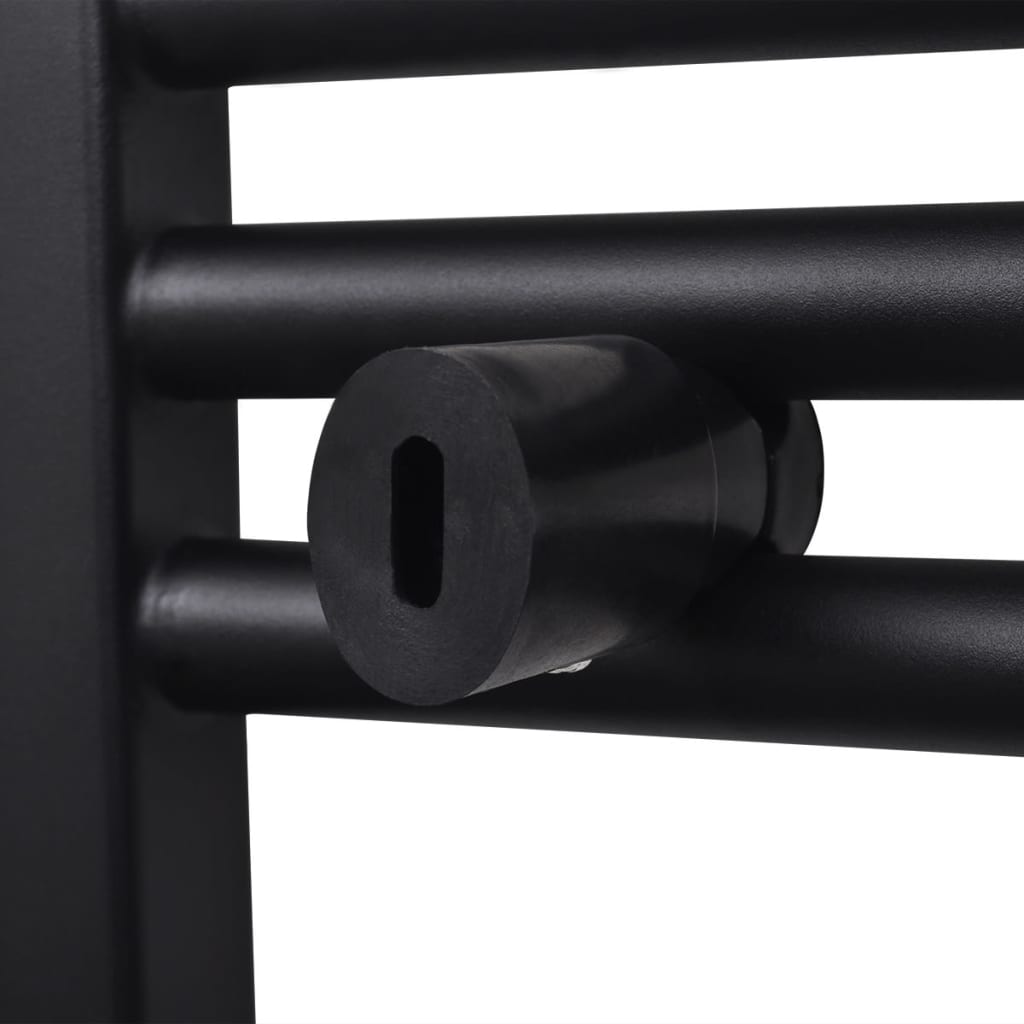 Towel rail for central heating, 600 x 1160 mm, black, straight
