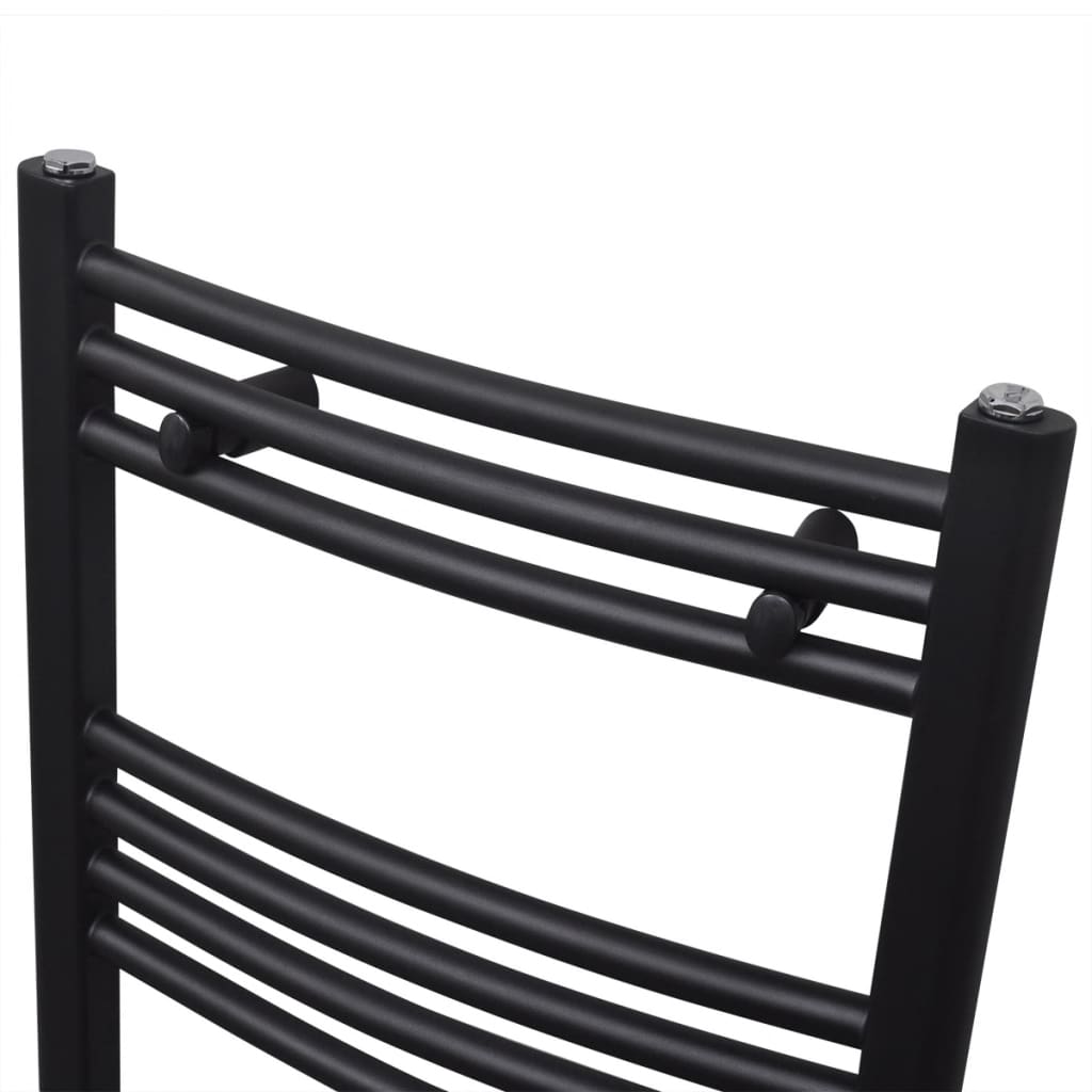 Towel rail for central heating, 480x480 mm, black, curved