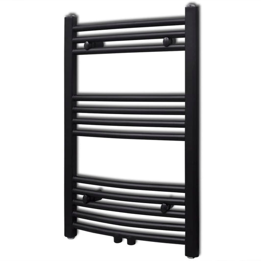 Towel rail for central heating, 500 x 764 mm, black, curved