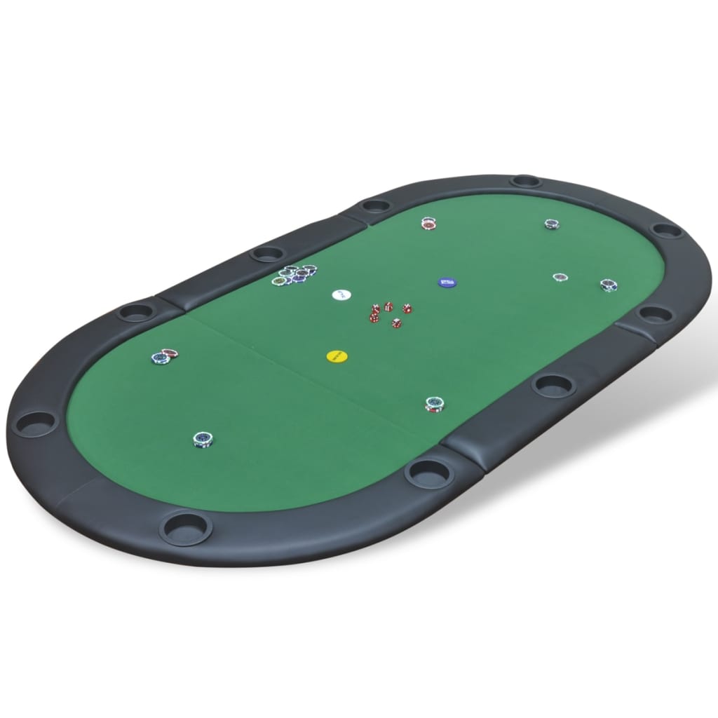 poker table top for 10 persons, foldable, green