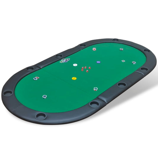 poker table top for 10 persons, foldable, green