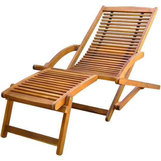 beach chair with footrest, solid acacia wood
