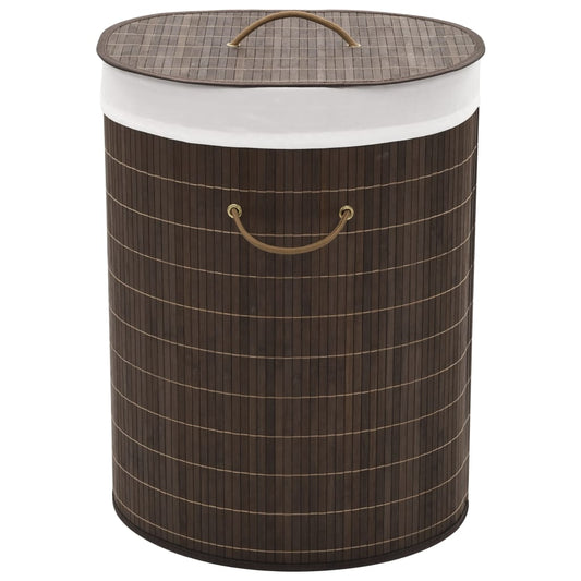 laundry basket, oval shape, dark brown bamboo