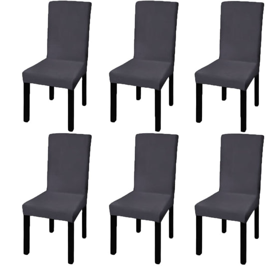 Чехлы на стулья, 6 шт., гибкие, антрацитовый серый