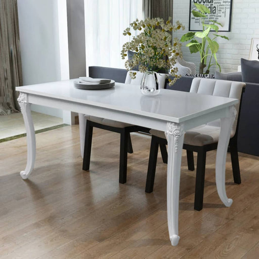 virtuves galds, 116x66x76 cm, spīdīgi balts
