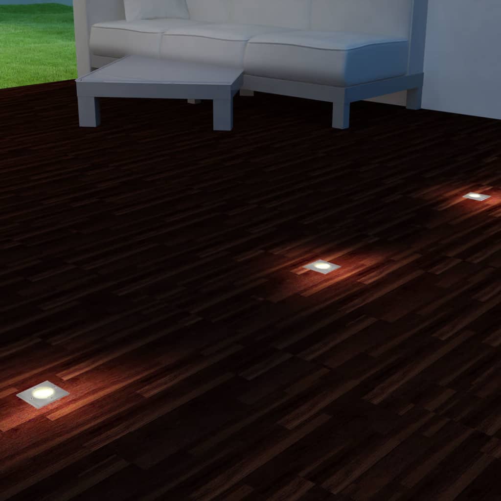 dārza LED lampas, 3 gab., iebūvējamas zemē, kvadrāta formas