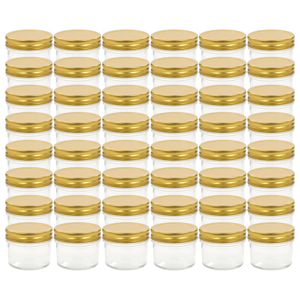 ievārījuma burciņas, zelta krāsas vāciņi, 48 gab., 110 ml